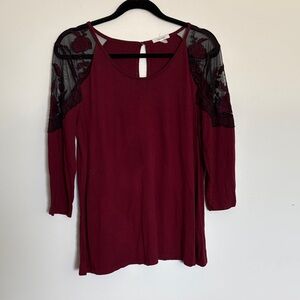 Elegant Burgundy Lace Sleeve Top